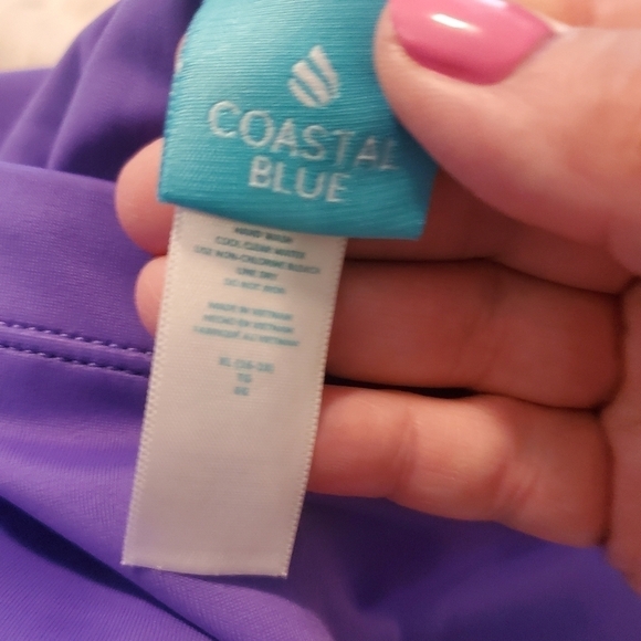 Coastal Blue Purple One Piece Swimsuit Size 16/18 - Picture 5 of 11